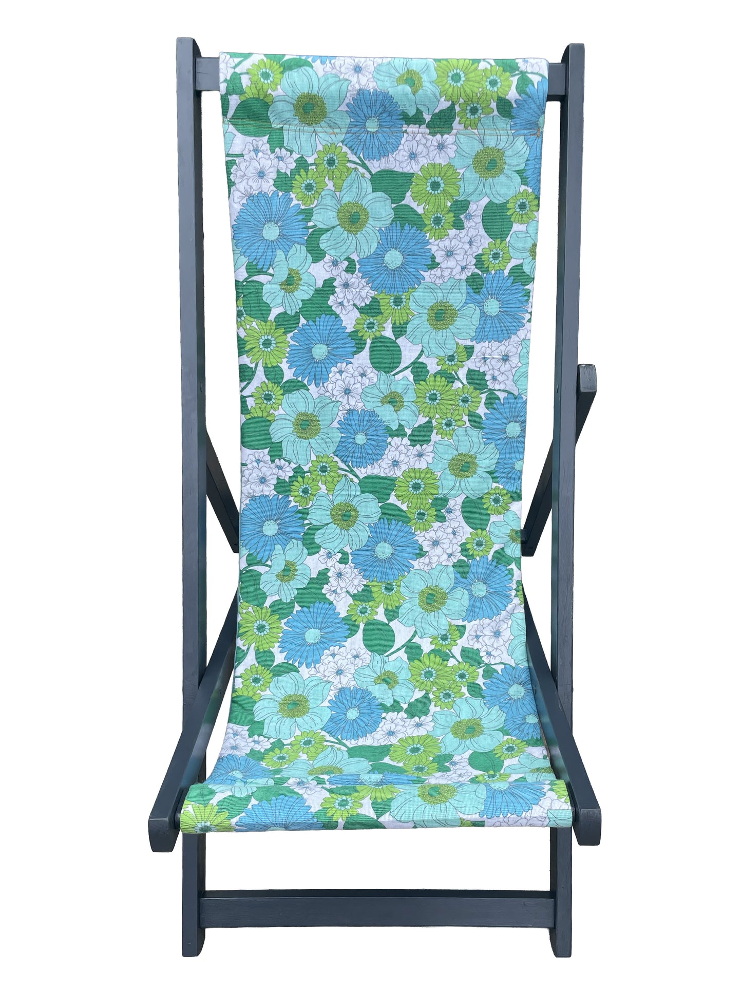 Deckchair - 70's Flowers - Blue and Green