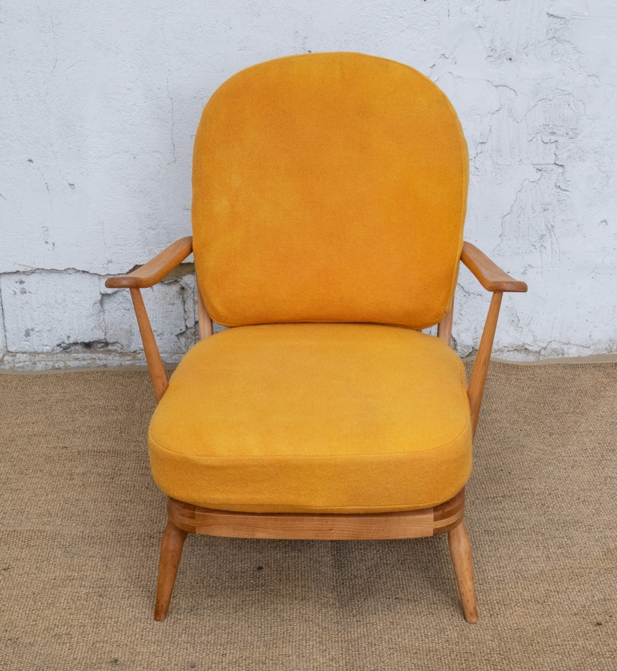 Ercol Windsor 203 Armchair - Mustard Yellow Wool Covers