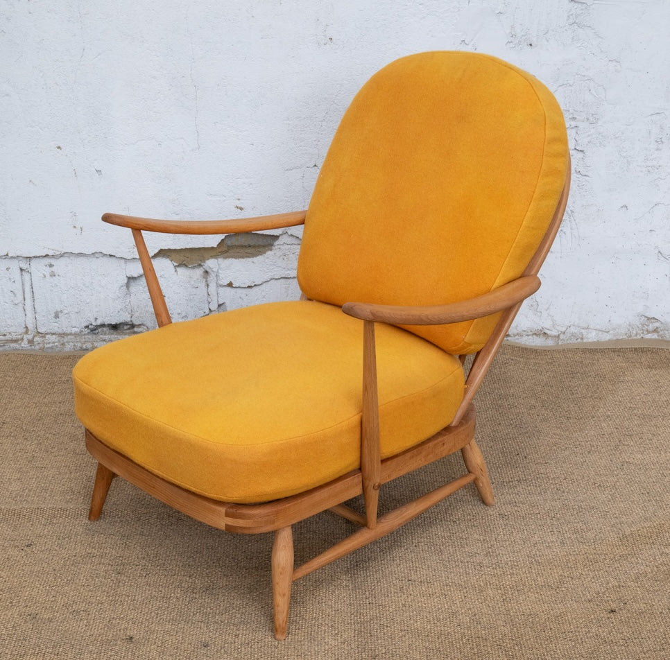 Ercol Windsor 203 Armchair - Mustard Yellow Wool Covers