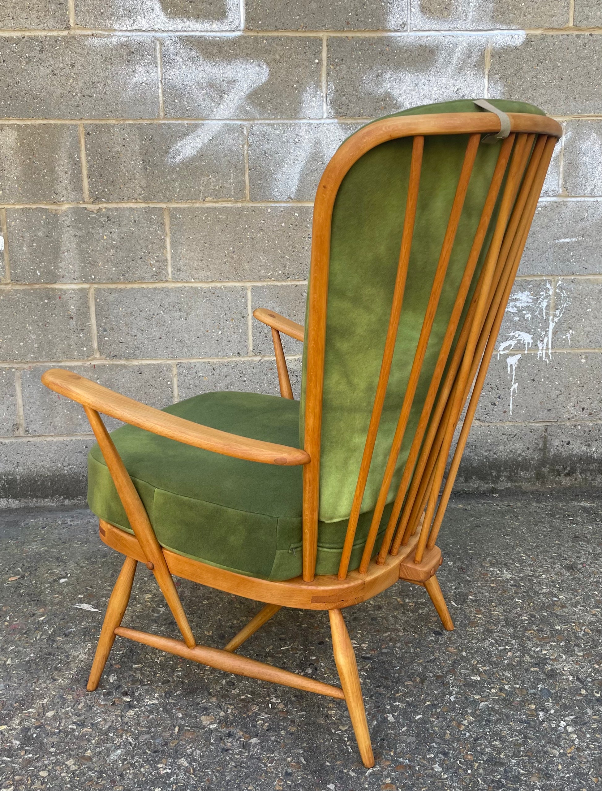 Ercol Armchair fully restored with beautifully hand dyed woollen cushion covers 