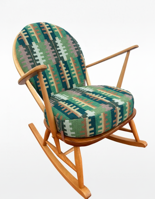 Melin Tregwynt - Forest - Welsh Tapestry - Ercol Windsor 470 Rocking Chair.