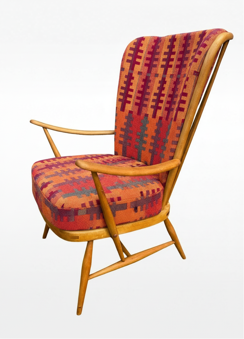 Melin Tregwynt 'Forest' Welsh Tapestry - Ercol Windsor 478 Evergreen Tall Back Chair.
