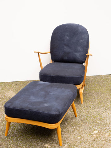 Ercol Windsor 203 Armchair - Fully Restored - Set of Two Chairs & One Footstool