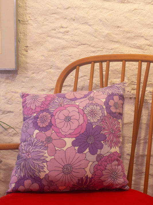 Floral Cushion - 70's Flowers - Purple