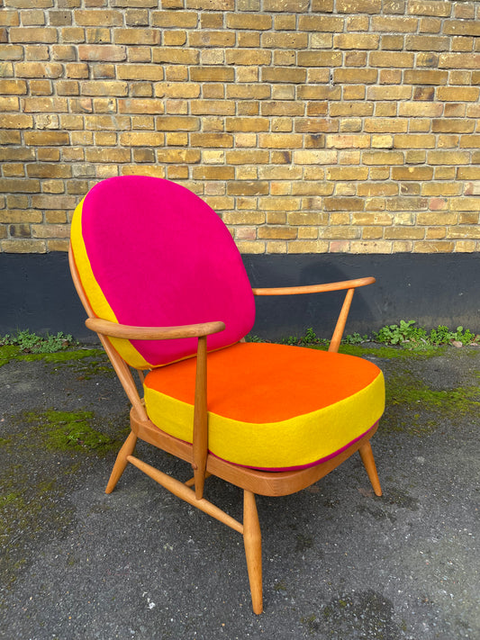 Yellow / Hot Pink / Orange  - Trio Colour Block - Ercol Windsor 203 Armchair