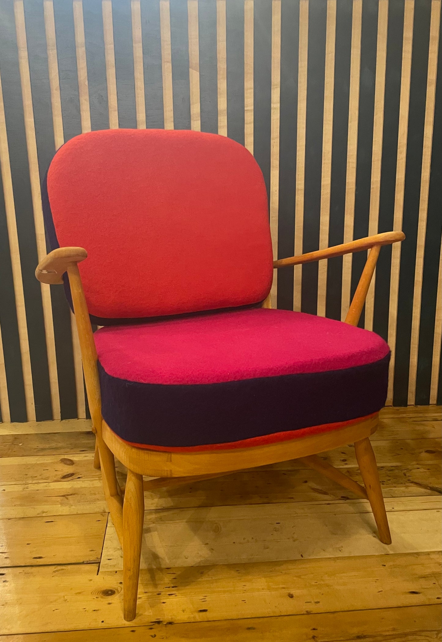Trio Colour Block - Ercol Windsor 334 Armchair - Blood Pink Bilberry