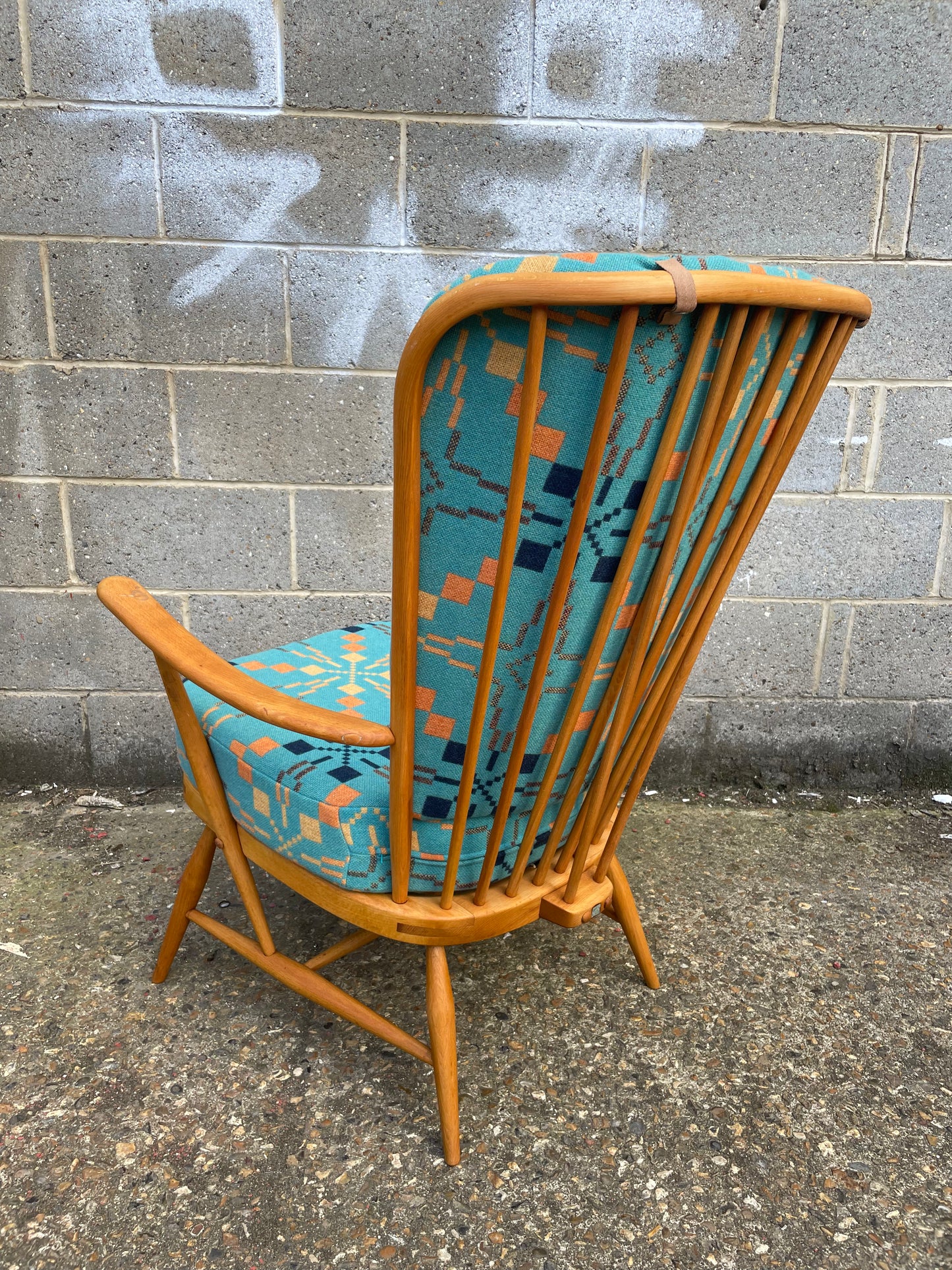 Melin Tregwynt - Vintage Star - Welsh Tapestry- Ercol 478 Evergreen Tall Back Chair.