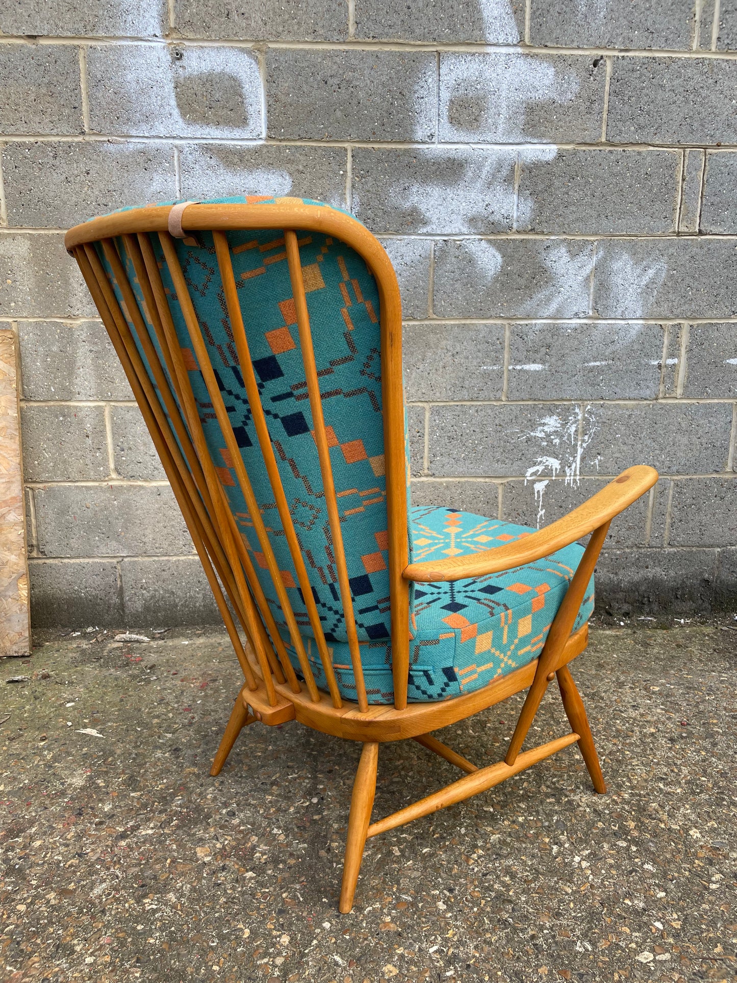 Melin Tregwynt - Vintage Star - Welsh Tapestry- Ercol 478 Evergreen Tall Back Chair.
