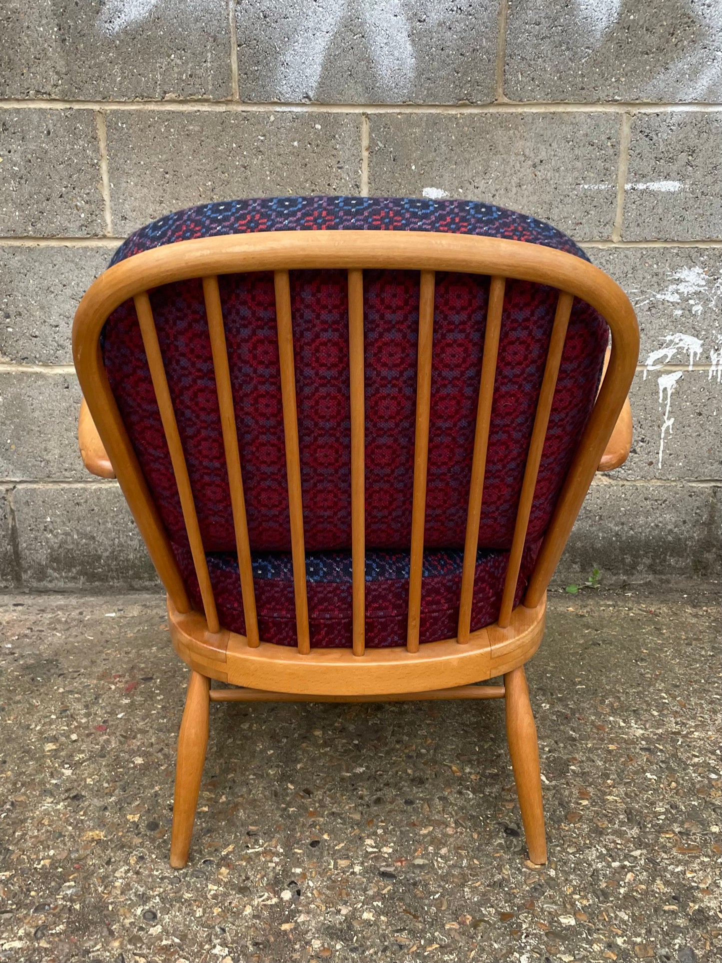 Melin Tregwynt 'Vintage Rose' Berry/Bilberry Combo Welsh Tapestry - Ercol Windsor 334 Armchair