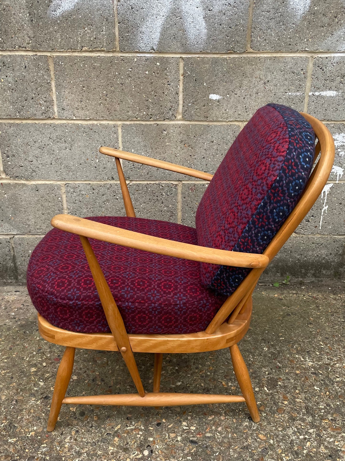 Melin Tregwynt 'Vintage Rose' Berry/Bilberry Combo Welsh Tapestry - Ercol Windsor 334 Armchair