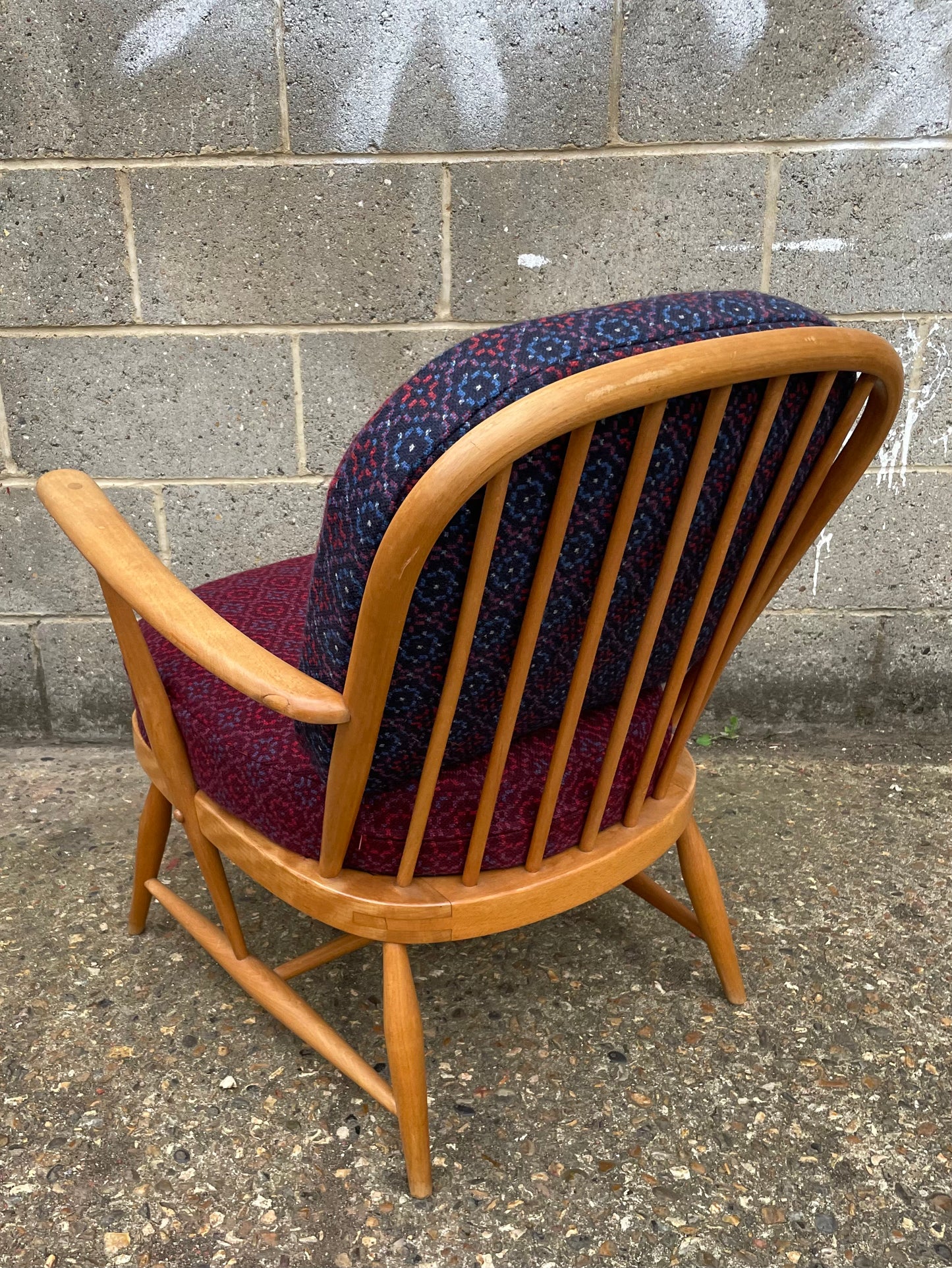 Melin Tregwynt 'Vintage Rose' Berry/Bilberry Combo Welsh Tapestry - Ercol Windsor 334 Armchair