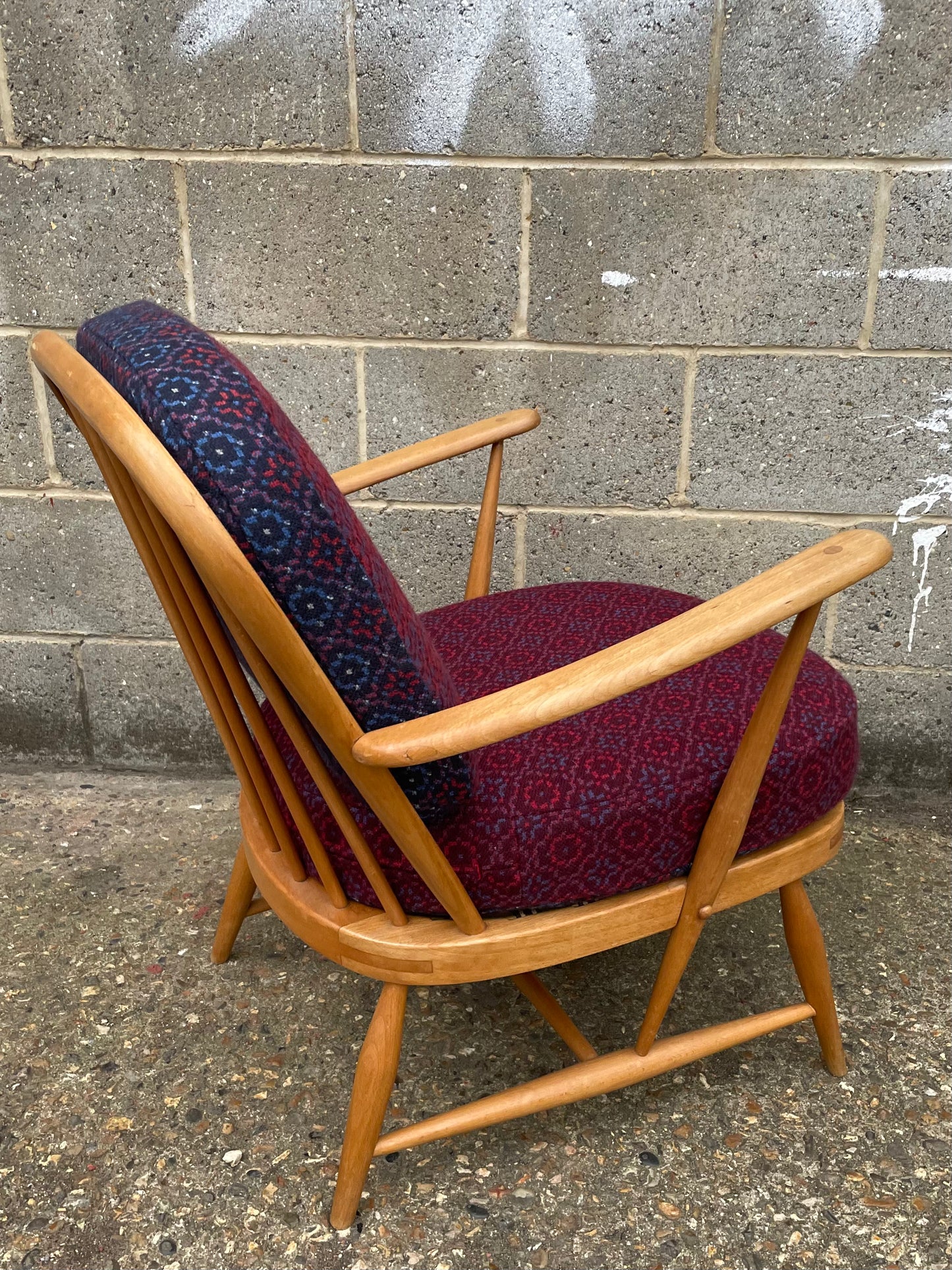 Melin Tregwynt 'Vintage Rose' Berry/Bilberry Combo Welsh Tapestry - Ercol Windsor 334 Armchair