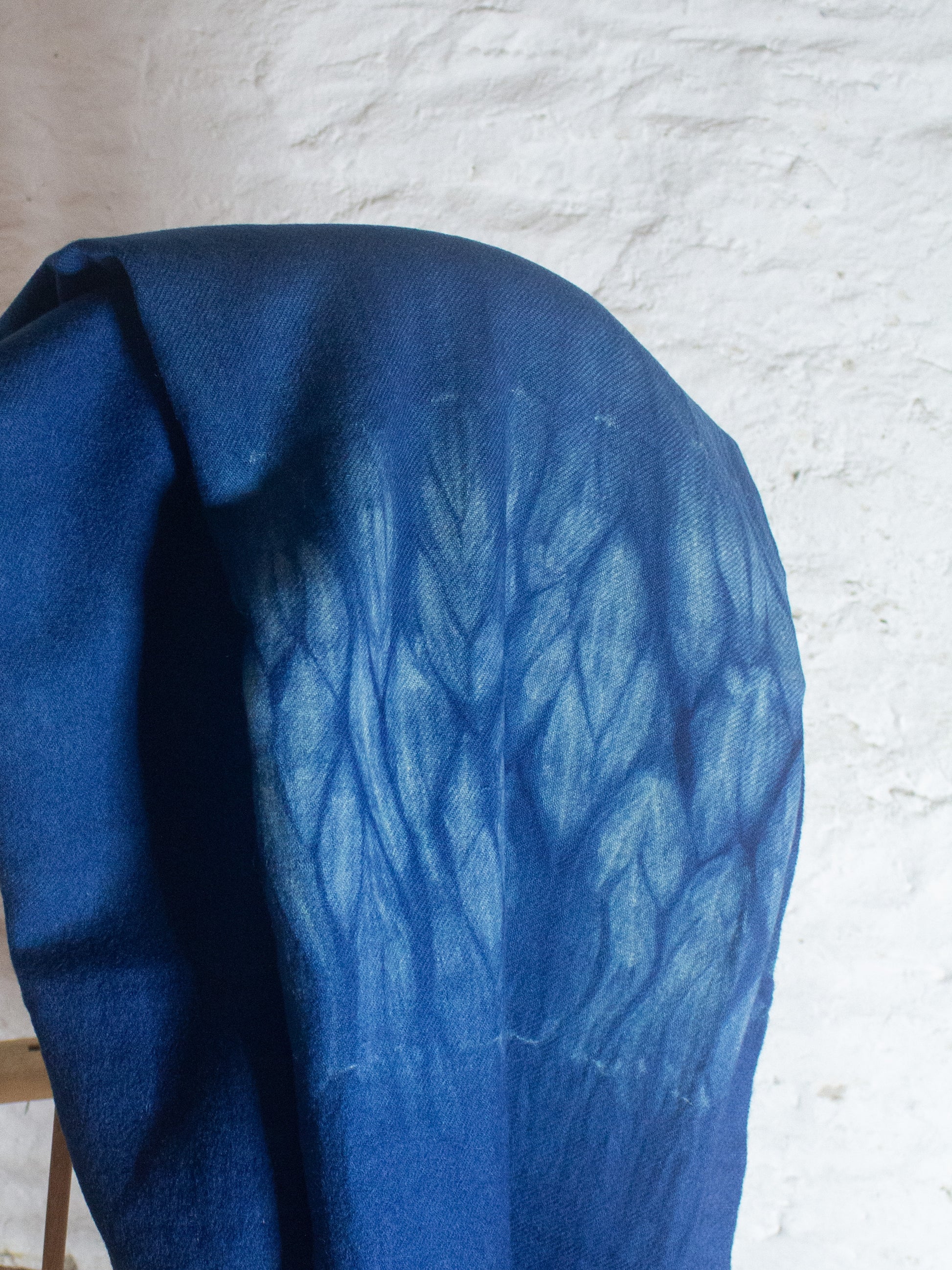 Indigo Shibori Hand-dyed Vintage Wool Blanket - Double