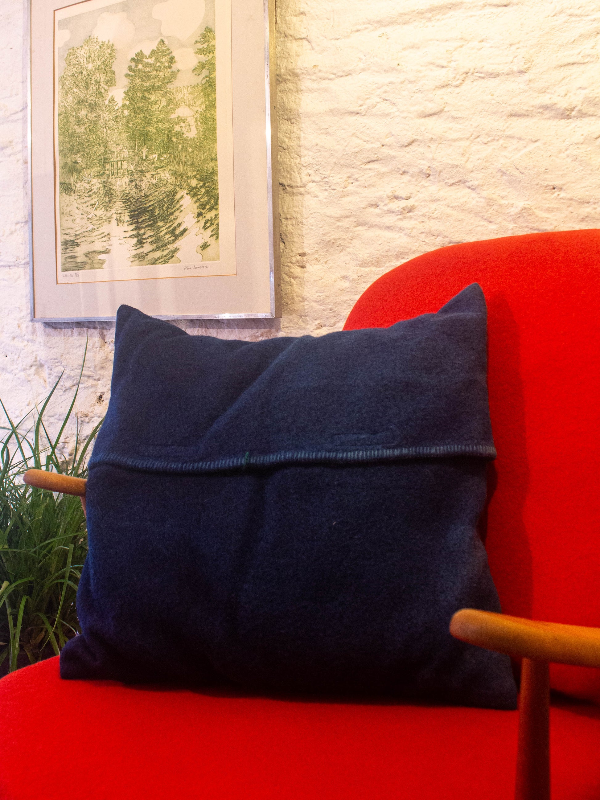 Large Cushion - Hand-dyed Vintage Wool - Indigo