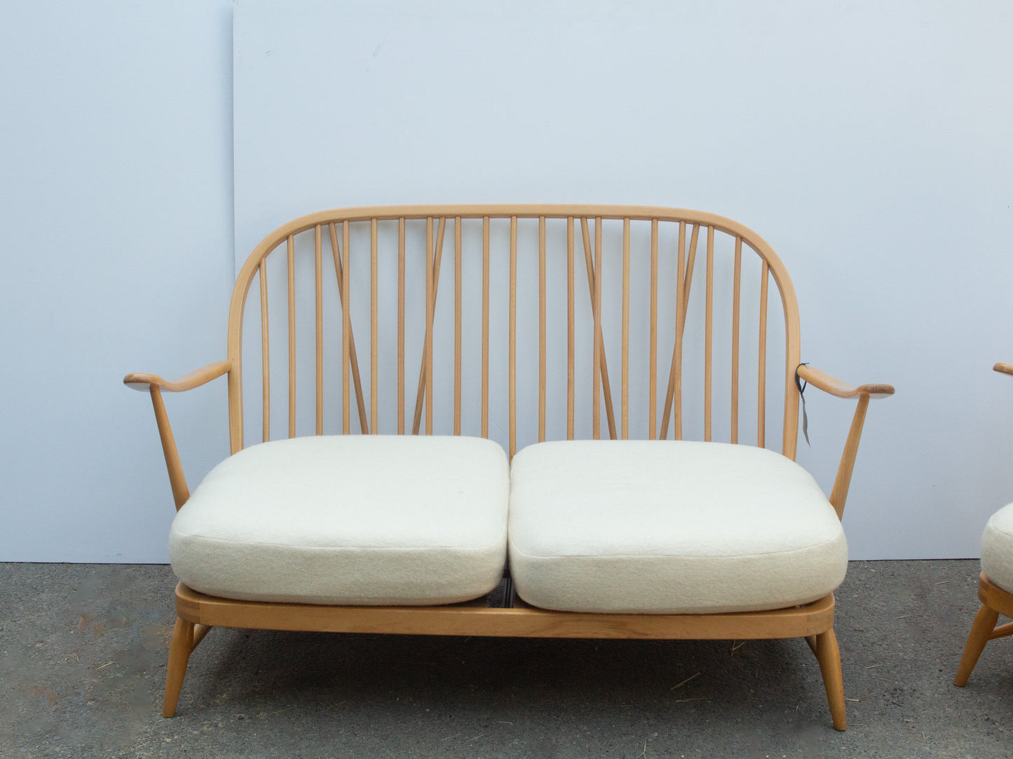 Ercol Windsor Blonde Sofa - Cream Wool Covers