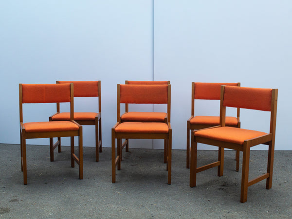 Farstrup Danish Dining Chairs with wool seat and back - set of 6 - Orange