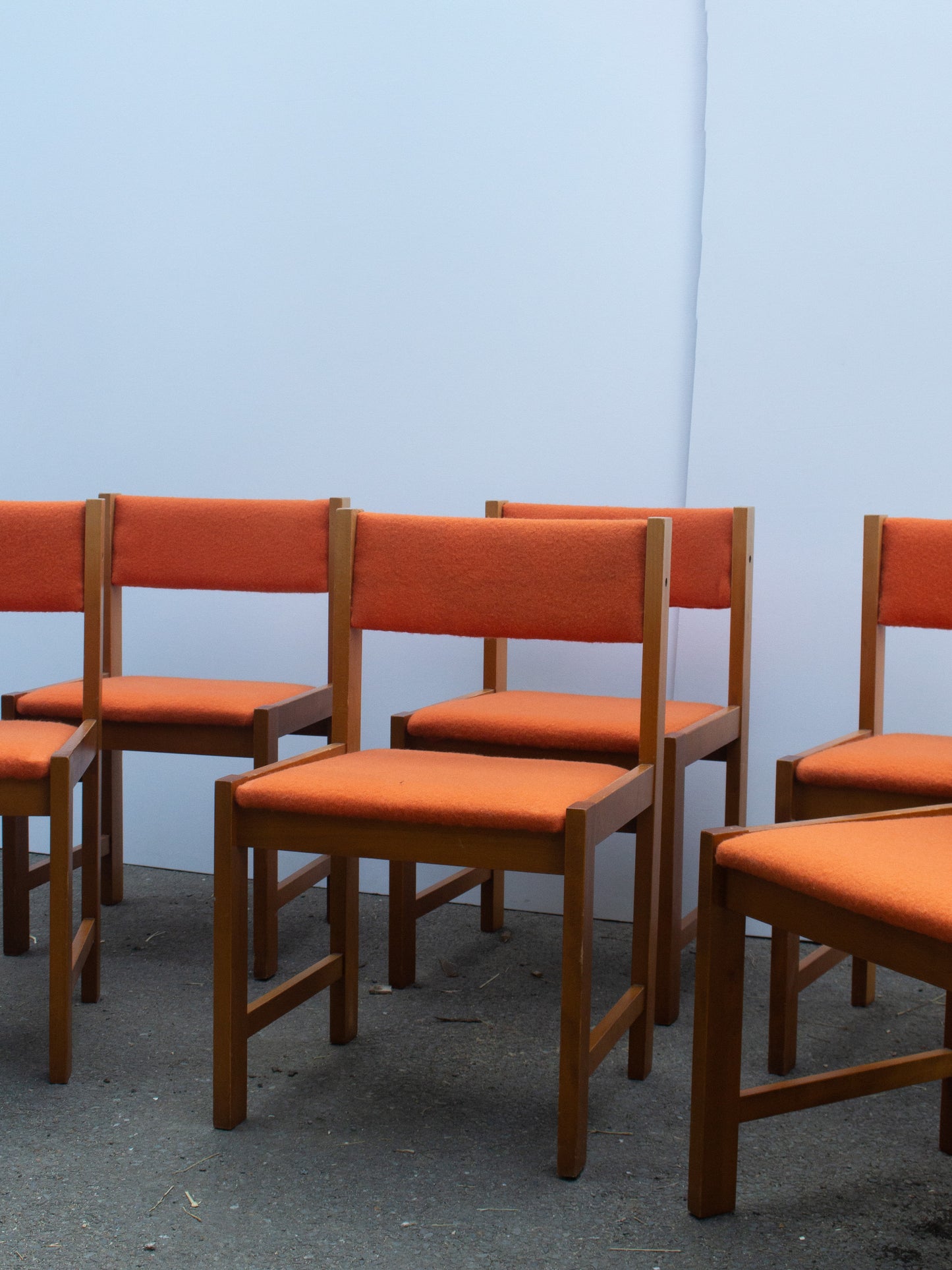 Farstrup Danish Dining Chairs with wool seat and back - set of 6 - Orange
