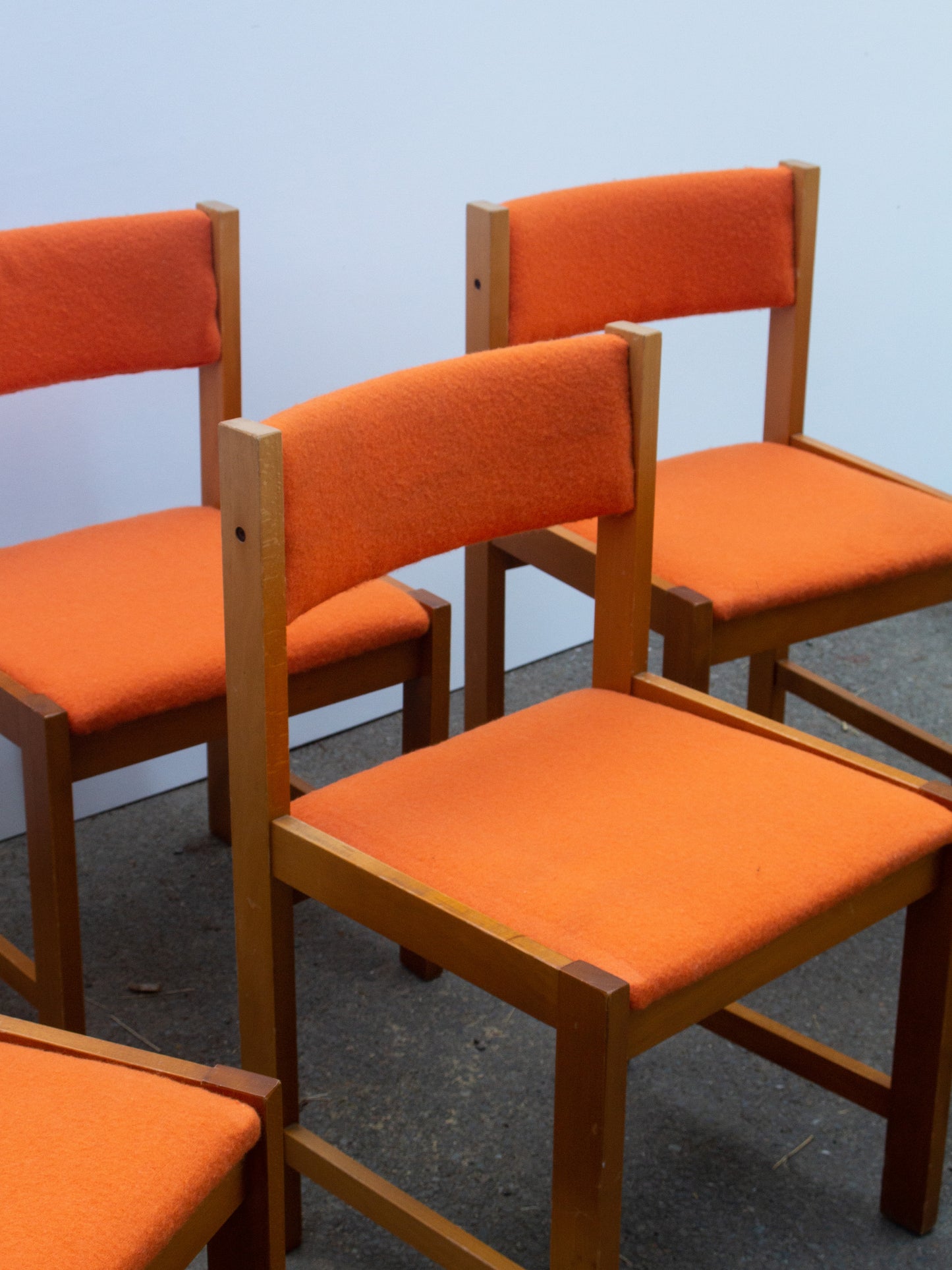 Farstrup Danish Dining Chairs with wool seat and back - set of 6 - Orange