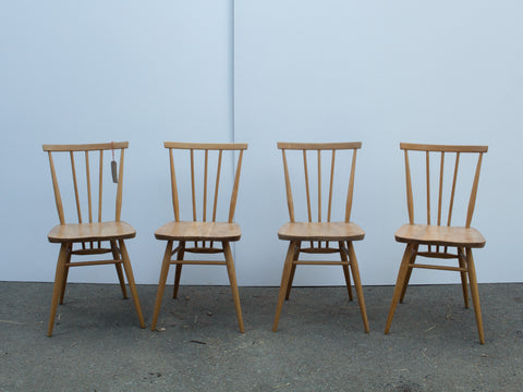 Ercol Windsor 391 Stick Back Kitchen Dining Chairs - Fully Restored - set of 4 - Blonde