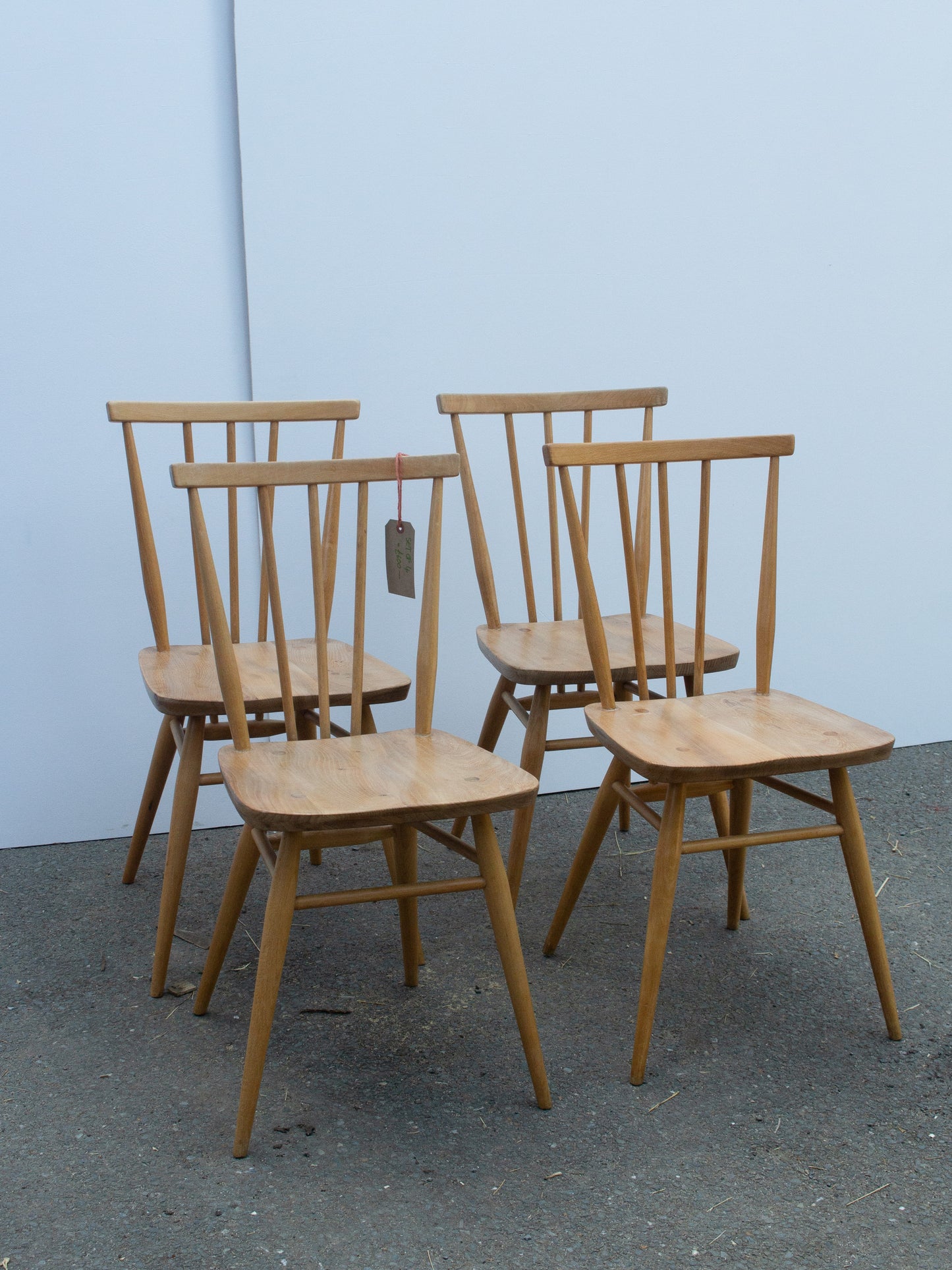 Ercol Windsor 391 Stick Back Kitchen Dining Chairs - Fully Restored - set of 4 - Blonde