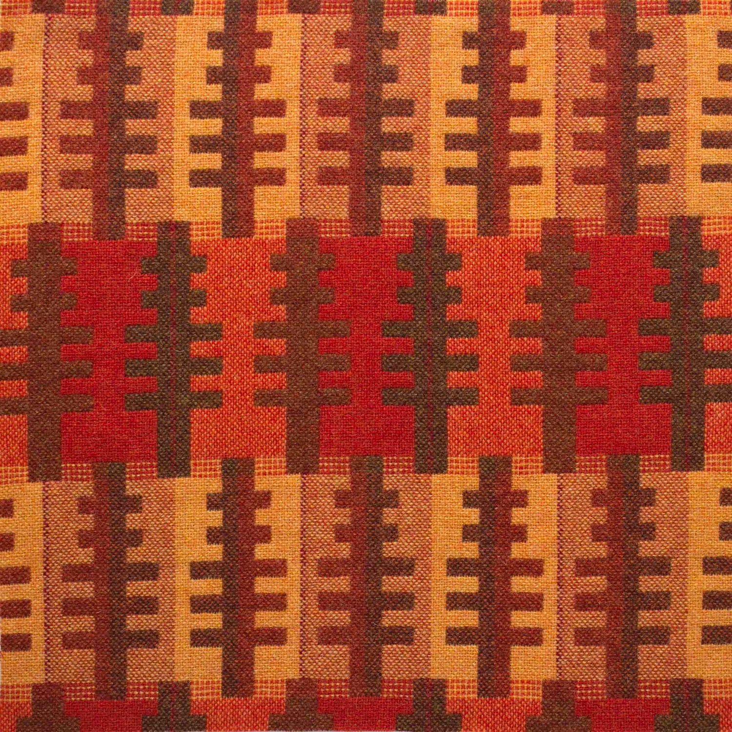 Melin Tregwynt Forest Welsh Tapestry in orange, browns and red 