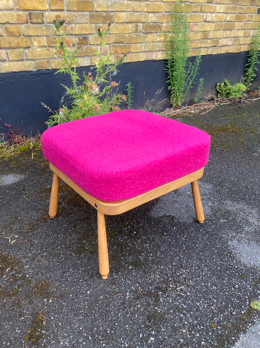 Trio Block Colour - Ercol Windsor 205 Square Footstool - Fully Restored - Mustard Forest Grey