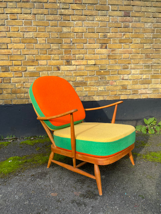 Trio Colour Block - Ercol Windsor 203 Armchair - Fully Restored - Yellow Green Orange