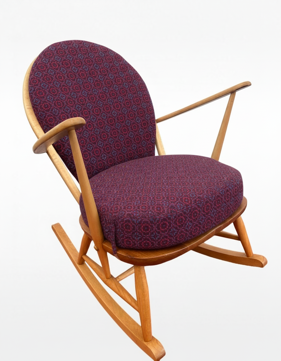 Melin Tregwynt - Vintage Rose - Welsh Tapestry - Ercol Windsor 470 Rocking Chair.