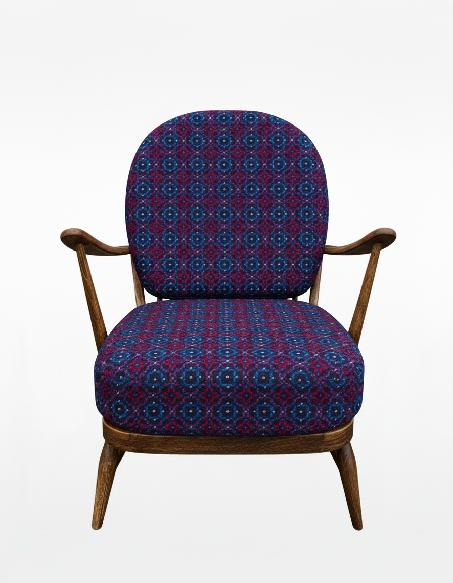 Melin Tregwynt 'Vintage Rose' Welsh Tapestry - Ercol Windsor 203 Armchair