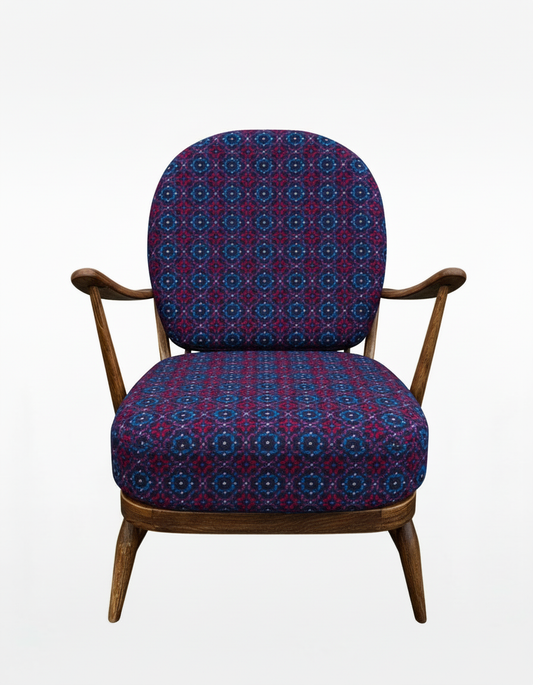 Melin Tregwynt 'Vintage Rose' Welsh Tapestry - Ercol Windsor 203 Armchair