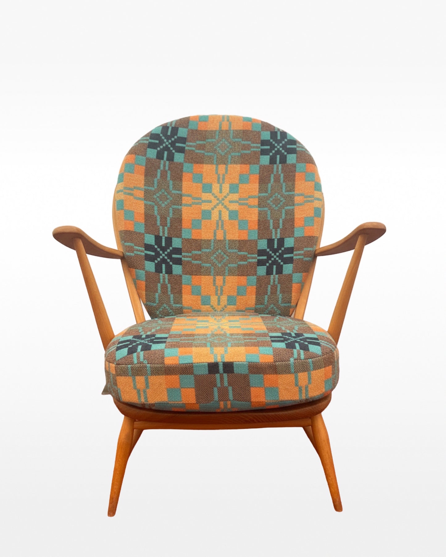 Melin Tregwynt - Vintage Star - Welsh Tapestry- Ercol 317 Grandfather Tub Chair.