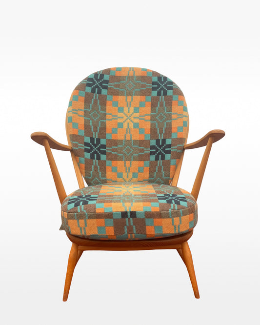 Melin Tregwynt - Vintage Star - Welsh Tapestry- Ercol 317 Grandfather Tub Chair.