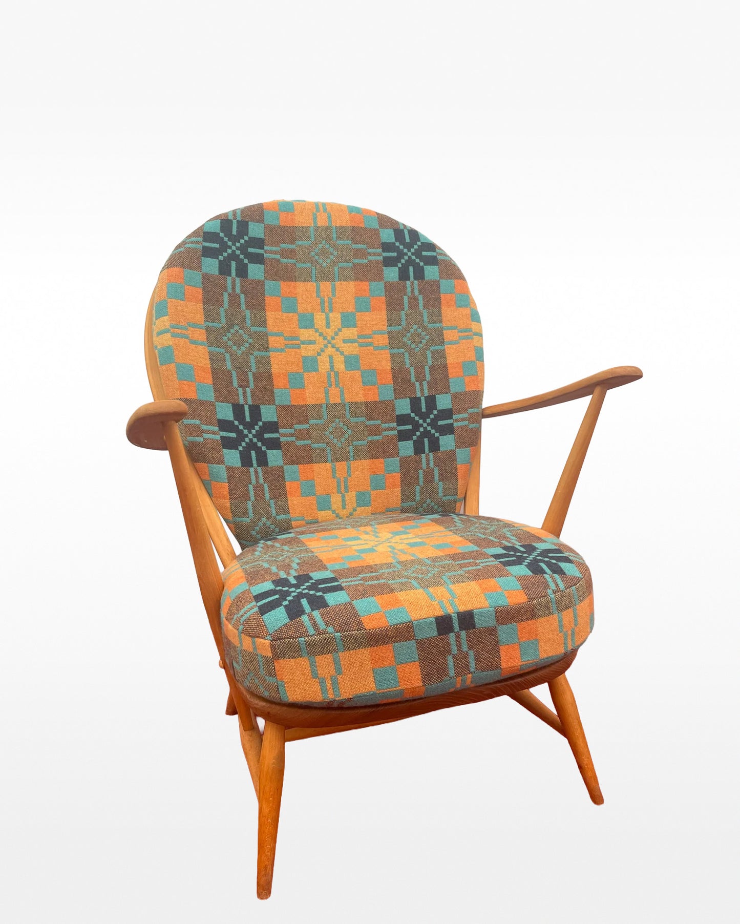 Melin Tregwynt - Vintage Star - Welsh Tapestry- Ercol 317 Grandfather Tub Chair.