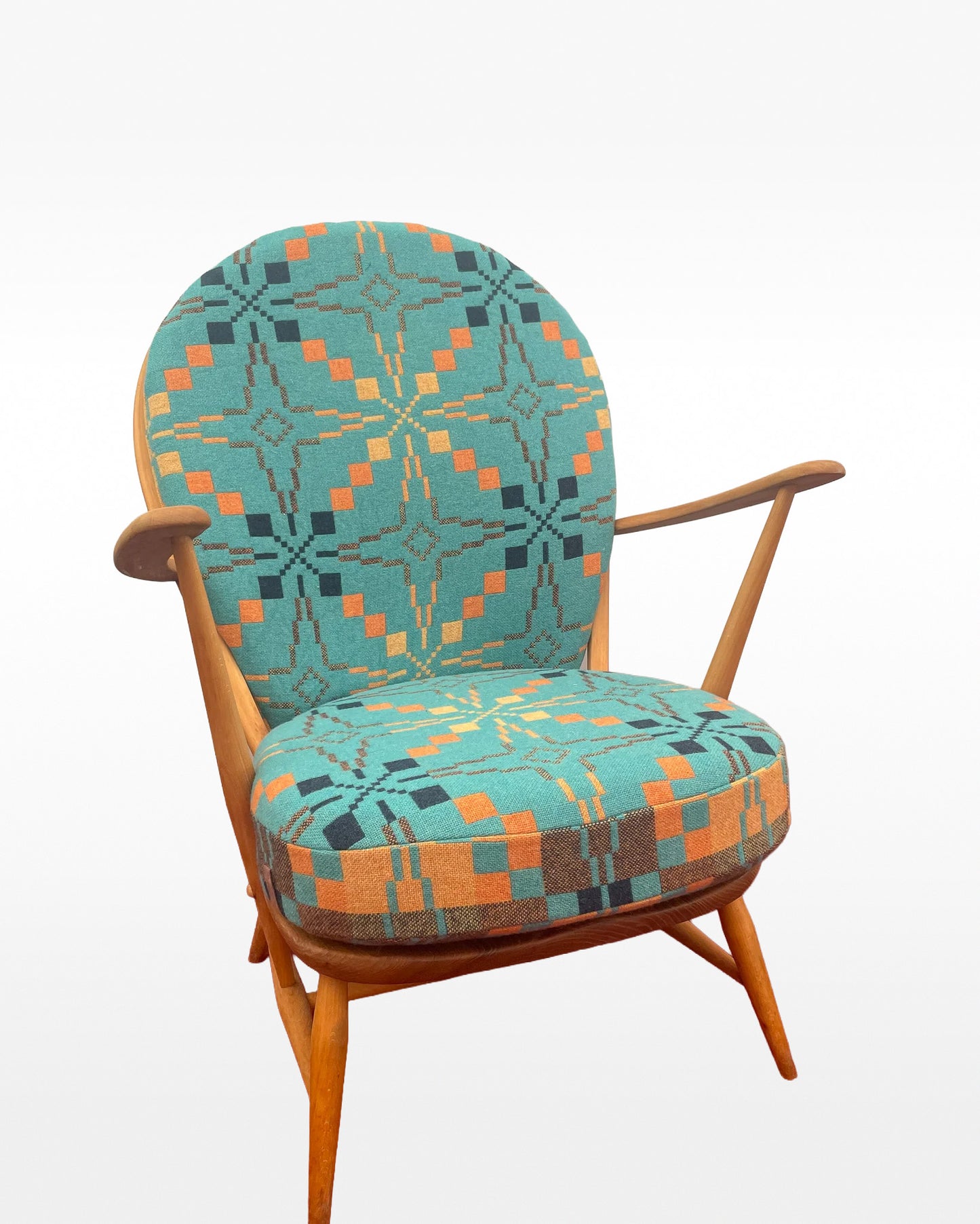 Melin Tregwynt - Vintage Star - Welsh Tapestry- Ercol 317 Grandfather Tub Chair.