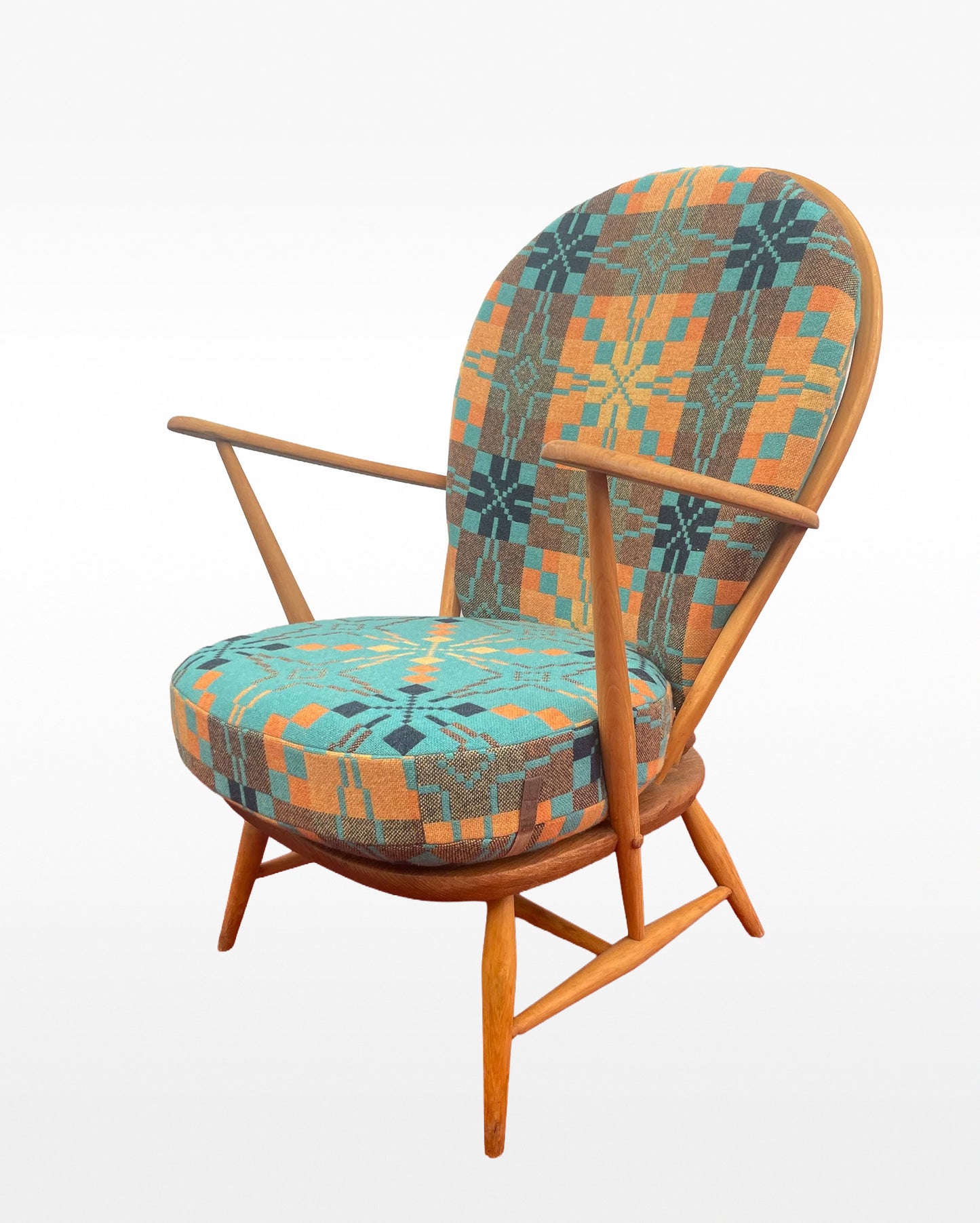 Melin Tregwynt - Vintage Star - Welsh Tapestry- Ercol 317 Grandfather Tub Chair.