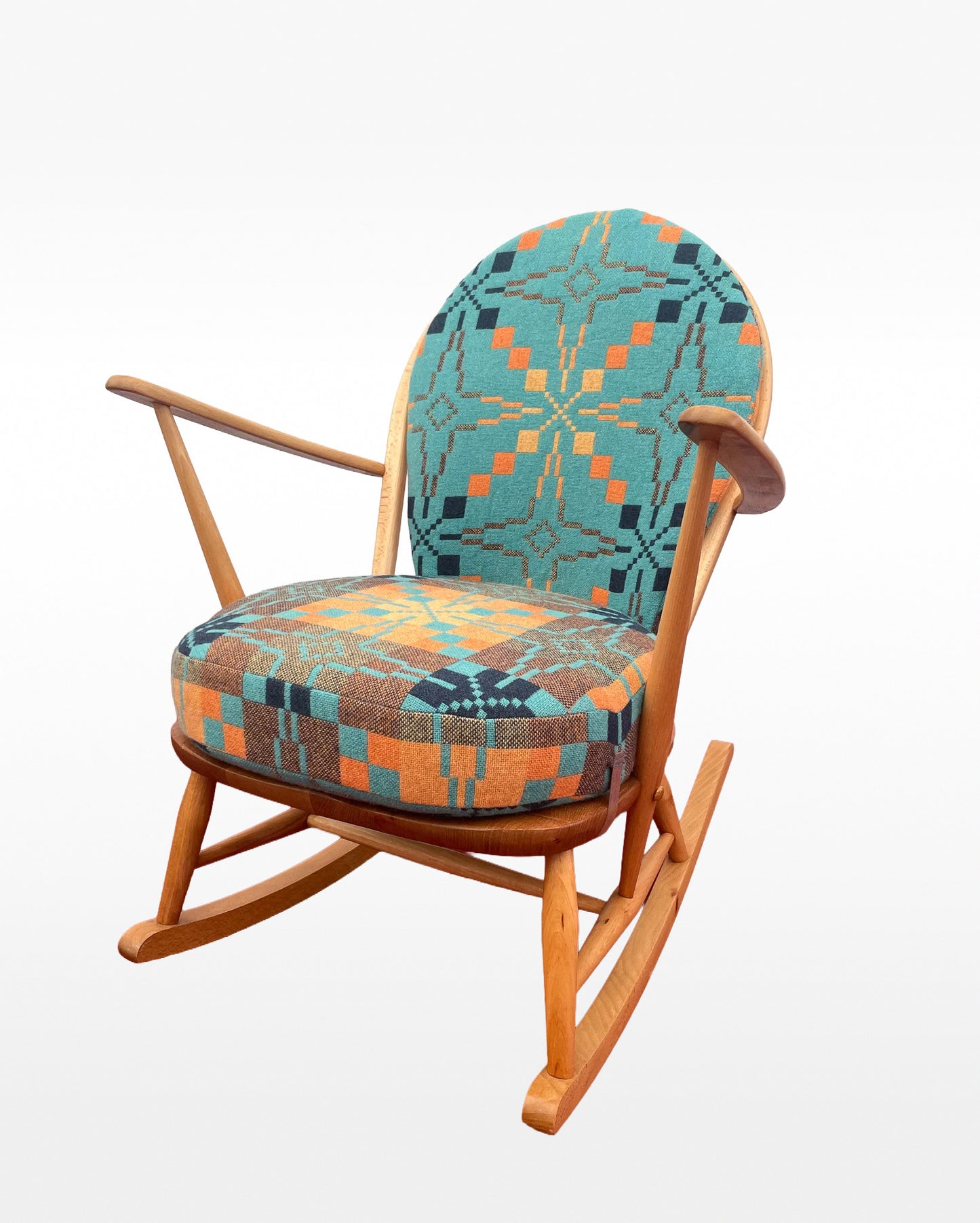 Melin Tregwynt - Vintage Star - Welsh Tapestry - Ercol Windsor 470 Rocking Chair.