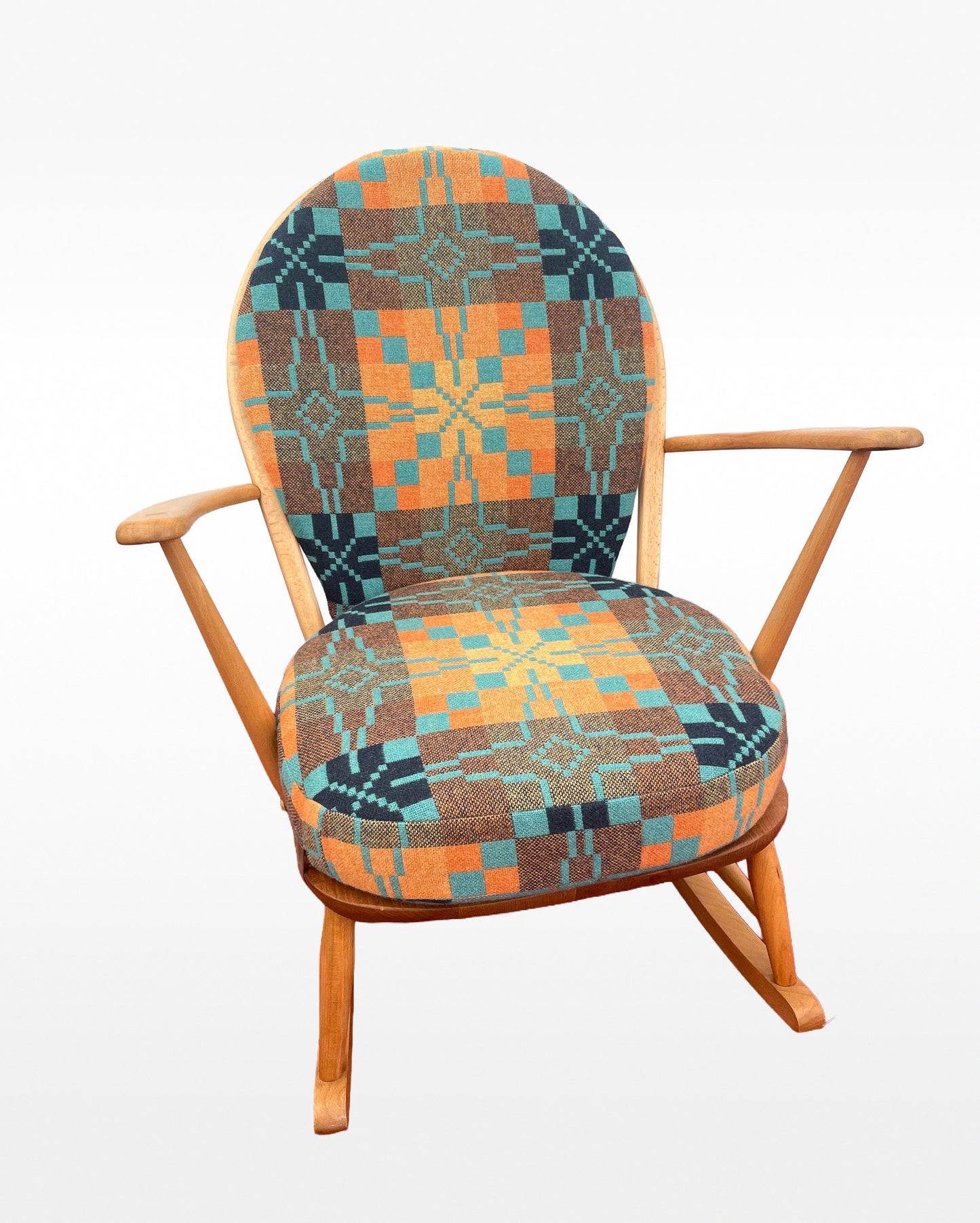 Melin Tregwynt - Vintage Star - Welsh Tapestry - Ercol Windsor 470 Rocking Chair.