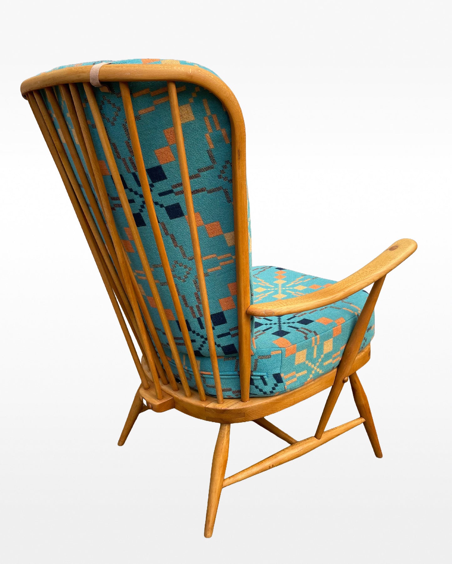 Melin Tregwynt 'Vintage Star' Welsh Tapestry - Ercol Windsor 478 Evergreen Tall Back Chair.