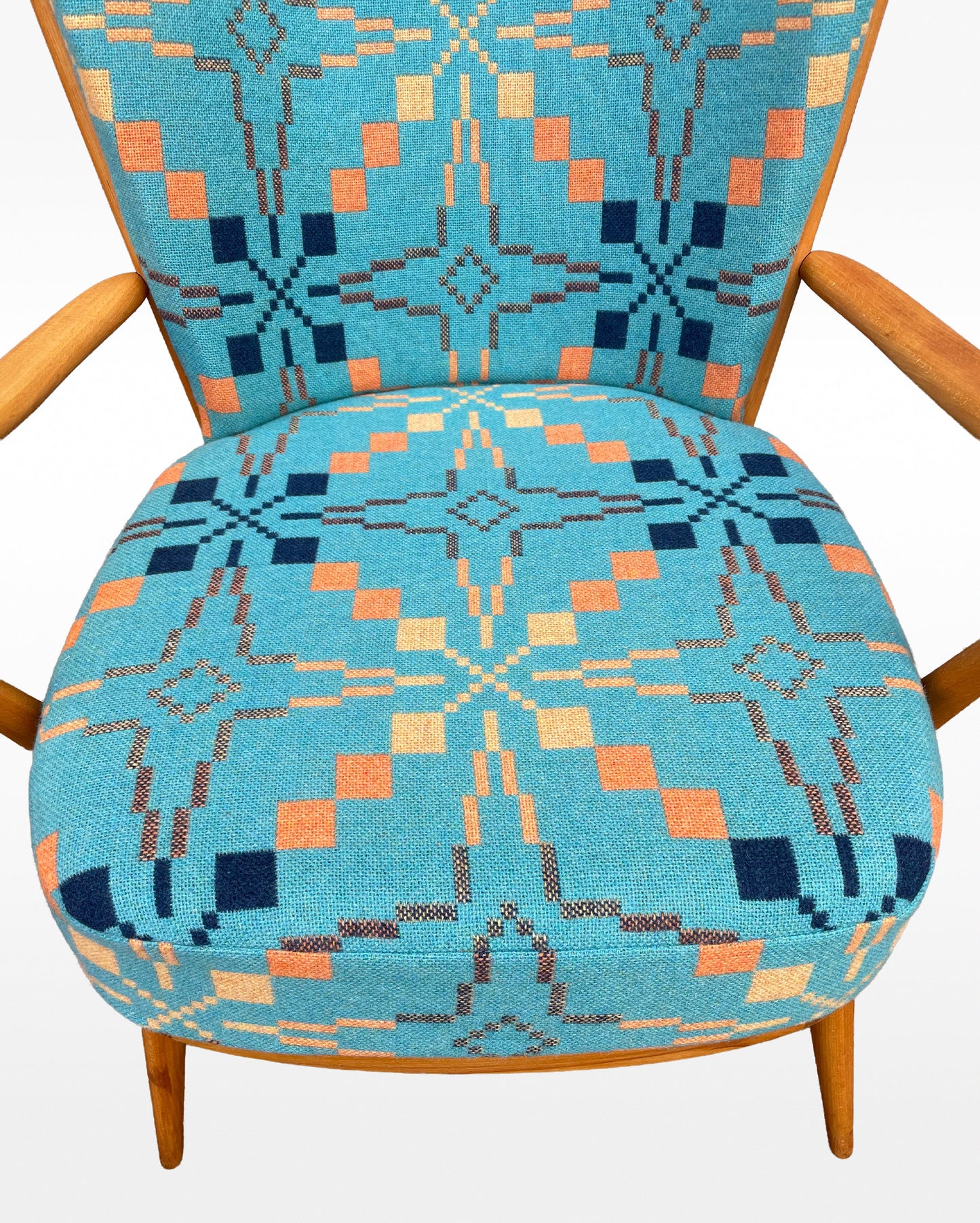 Melin Tregwynt 'Vintage Star' Welsh Tapestry - Ercol Windsor 478 Evergreen Tall Back Chair.