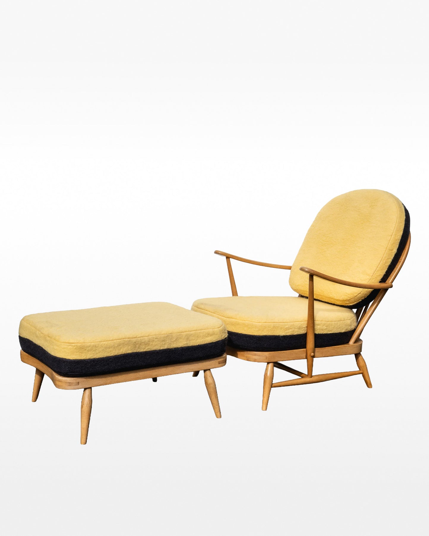 Dark Grey / Light Yellow  - Two Tone  - Ercol Windsor 203 Armchair & 341 Footstool