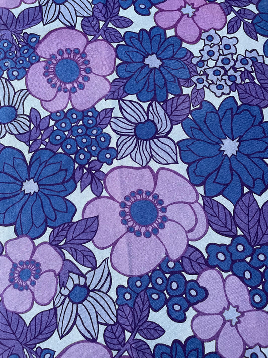Deckchair - 1970's Floral vintage fabric sling- Purple