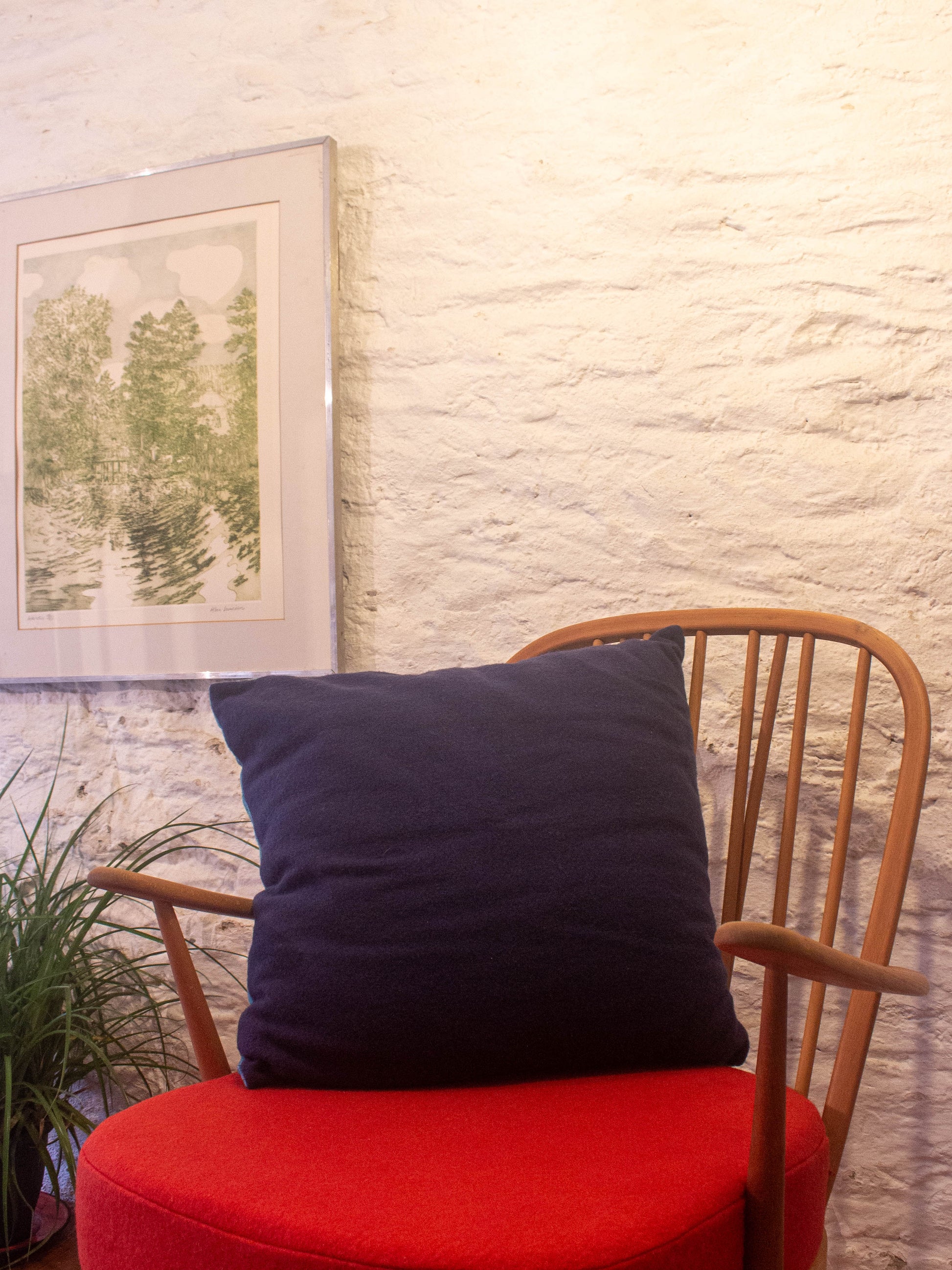 X Large Cushion - Hand-painted Vintage Wool - Blues