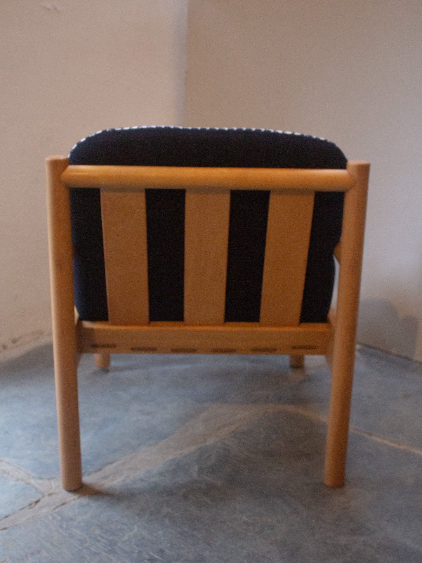 Ercol Modular 749 Lounge Chair - Fully Restored - Blue/White Houndstooth