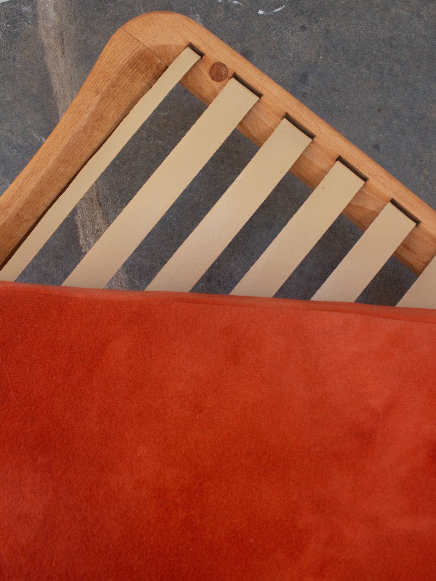 Vintage Ercol Windsor 341 Footstool - Light Rust Merino Wool Covers