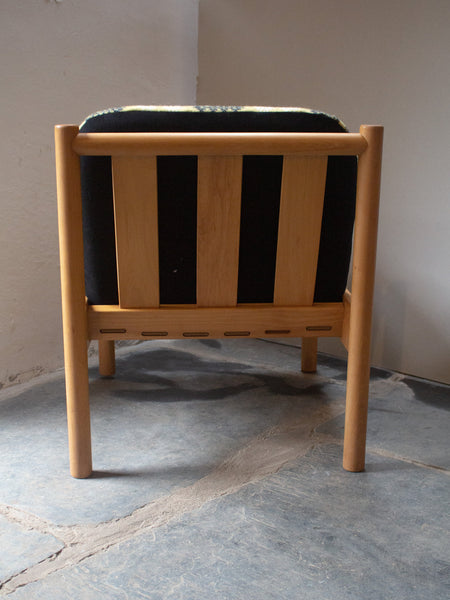 Ercol Blonde 747 Lounge Chair - Yellow/Black Welsh Tapestry