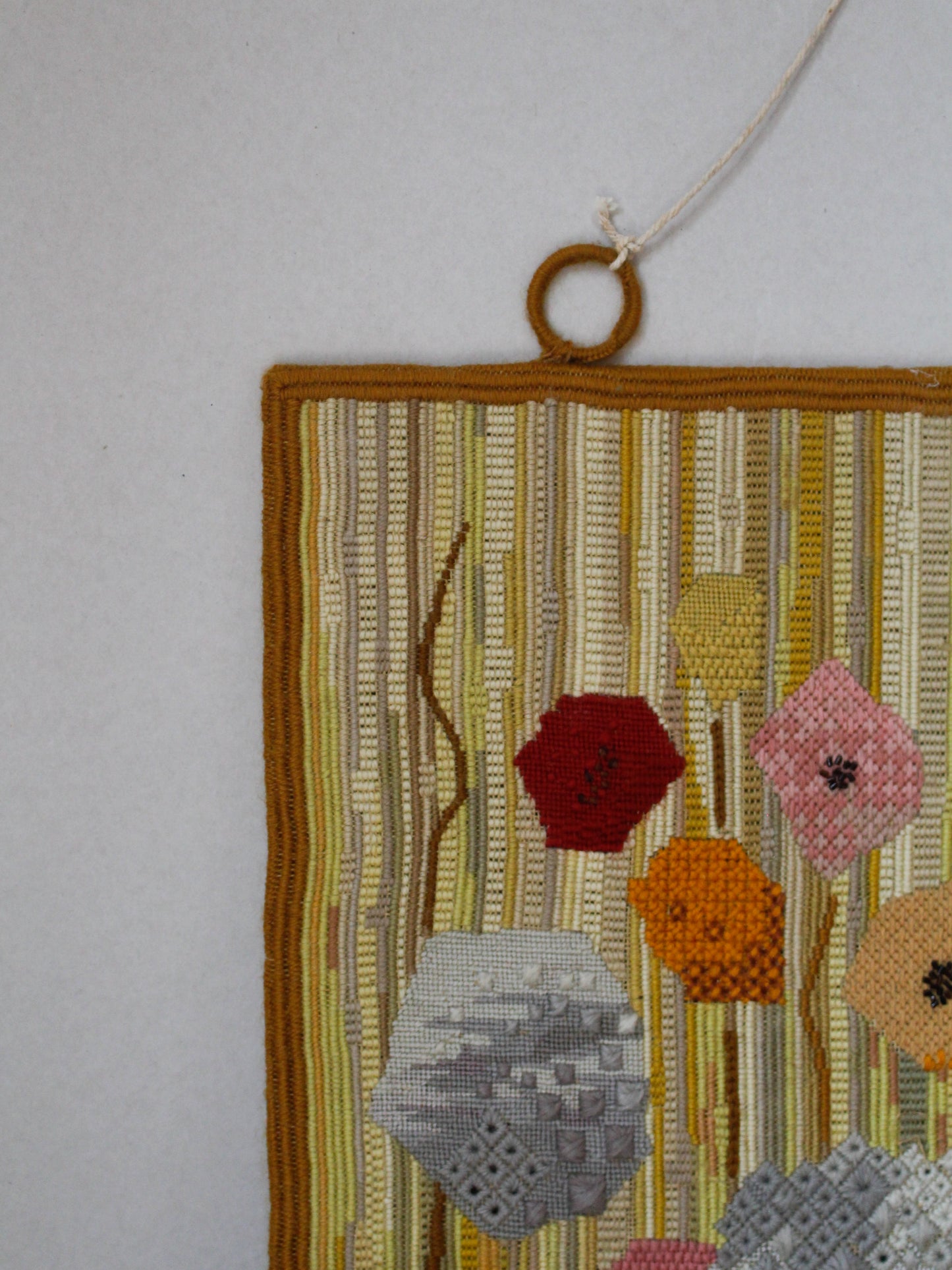 1970s Abstract hand-stitch Flower Tapestry