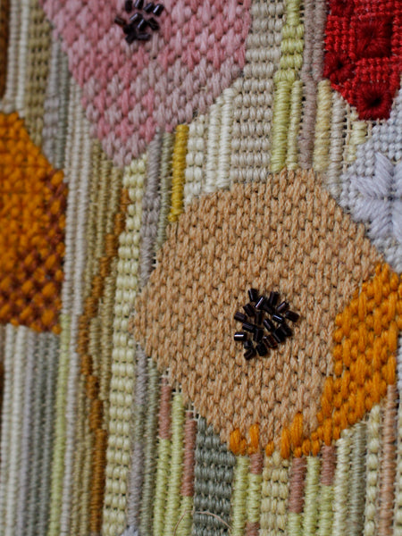 1970s Abstract hand-stitch Flower Tapestry