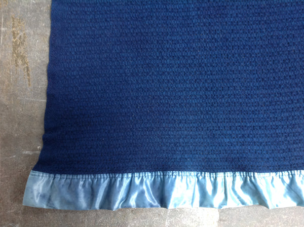 Indigo Ombré cellular Wool Blanket