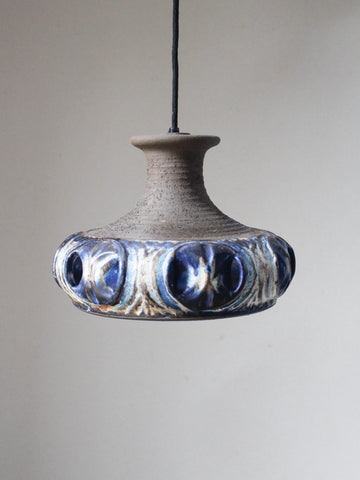 1970's Blue Danish Studio Pottery Ceiling Light