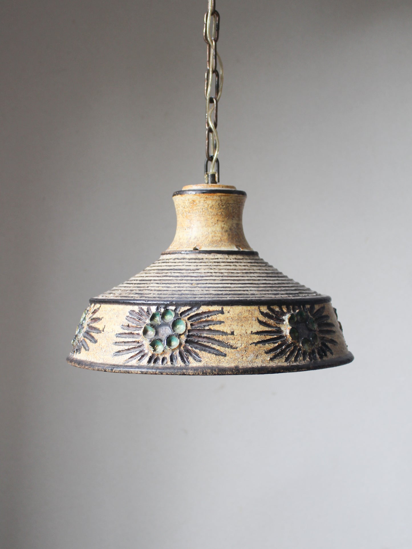 Danish Hand Painted Ceramic Ceiling Light